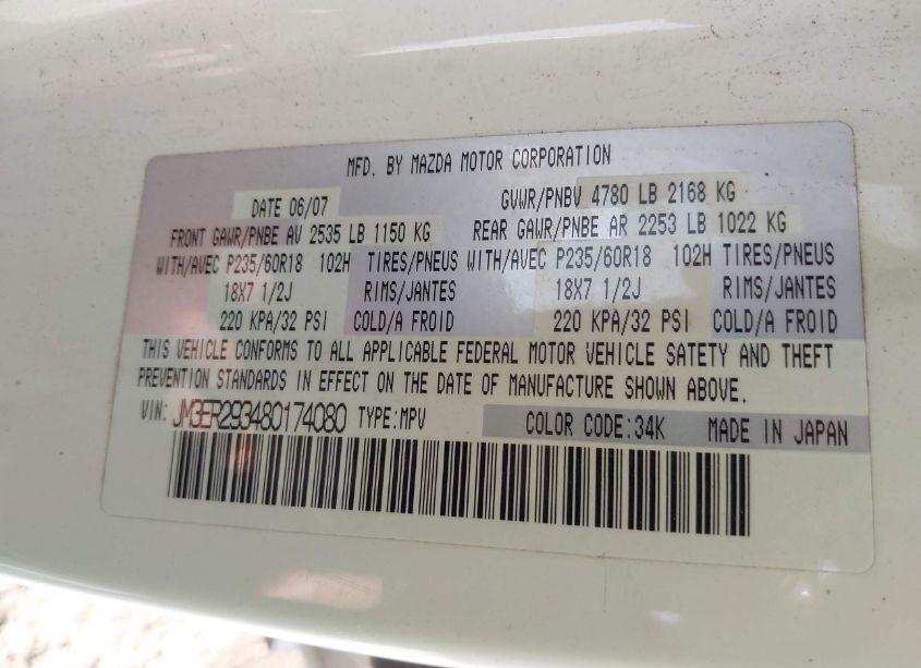 Photo 9 of 2008 Mazda Cx-7 SPORT (VIN JM3ER293480174080)