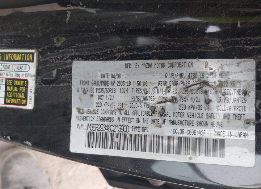 Photo 9 of 2008 Mazda Cx-7 TOURING (VIN JM3ER293480213900)