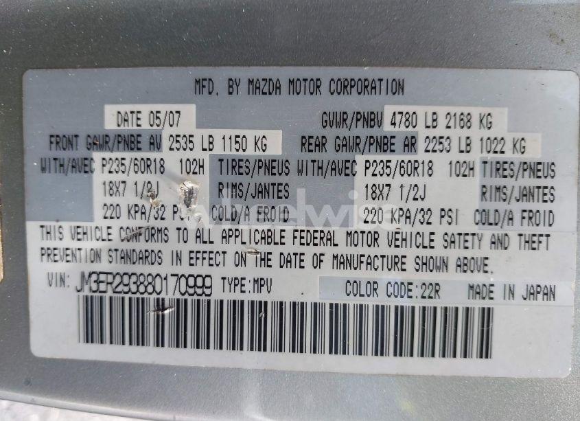 Photo 9 of 2008 Mazda Cx-7 GRAND TOURING (VIN JM3ER293880170999)