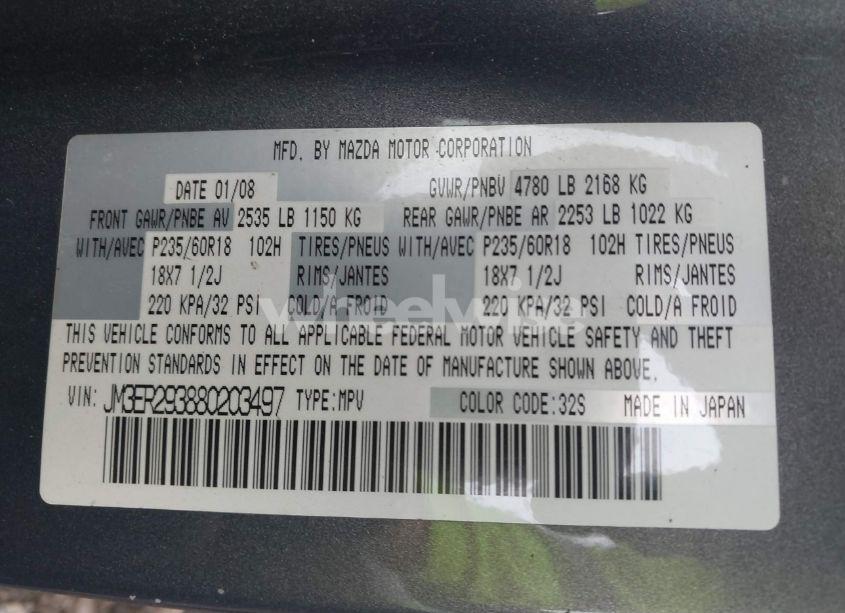 Photo 9 of 2008 Mazda Cx-7 TOURING (VIN JM3ER293880203497)