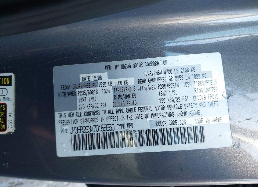 Photo 9 of 2007 Mazda Cx-7 SPORT (VIN JM3ER293X70155550)