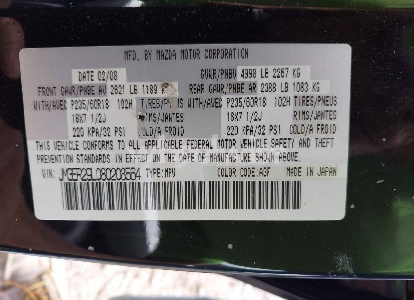 Photo 9 of 2008 Mazda Cx-7 SPORT (VIN JM3ER29L080208564)