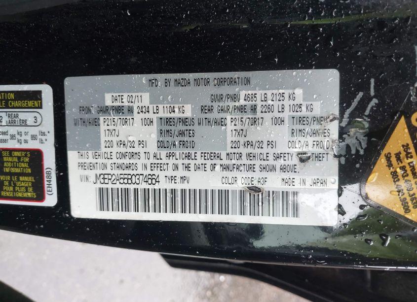 Photo 9 of 2011 Mazda Cx-7 I SV (VIN JM3ER2A55B0374664)