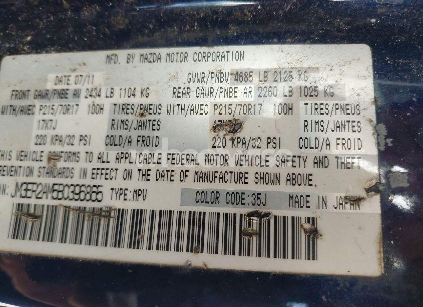 Photo 9 of 2011 Mazda Cx-7 I SV (VIN JM3ER2AM5B0396865)