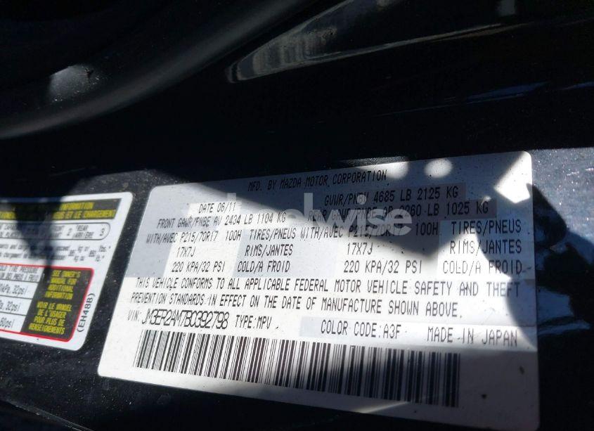 Photo 9 of 2011 Mazda Cx-7 I SV (VIN JM3ER2AM7B0392798)