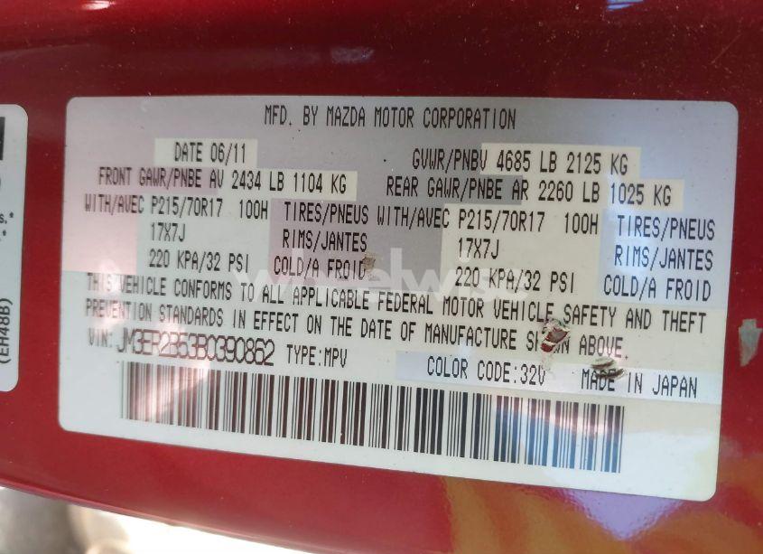 Photo 9 of 2011 Mazda Cx-7 I SPORT (VIN JM3ER2B53B0390862)