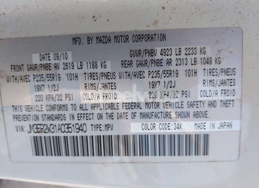 Photo 9 of 2010 Mazda Cx-7 S GRAND TOURING (VIN JM3ER2W31A0351940)