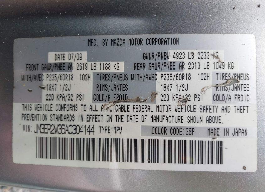 Photo 9 of 2010 Mazda Cx-7 S TOURING (VIN JM3ER2W36A0304144)