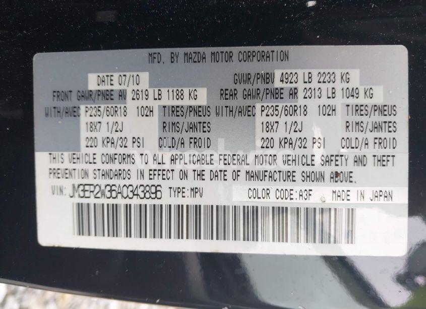 Photo 9 of 2010 Mazda Cx-7 S TOURING (VIN JM3ER2W36A0343896)