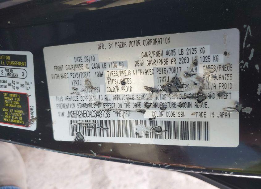 Photo 9 of 2010 Mazda Cx-7 I SV (VIN JM3ER2W50A0348738)