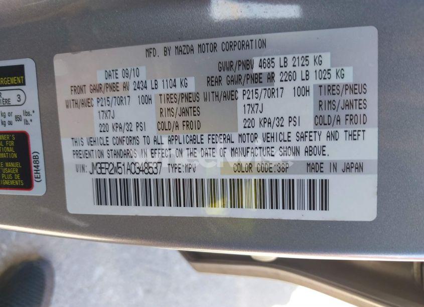 Photo 9 of 2010 Mazda Cx-7 I SPORT (VIN JM3ER2W51A0348537)