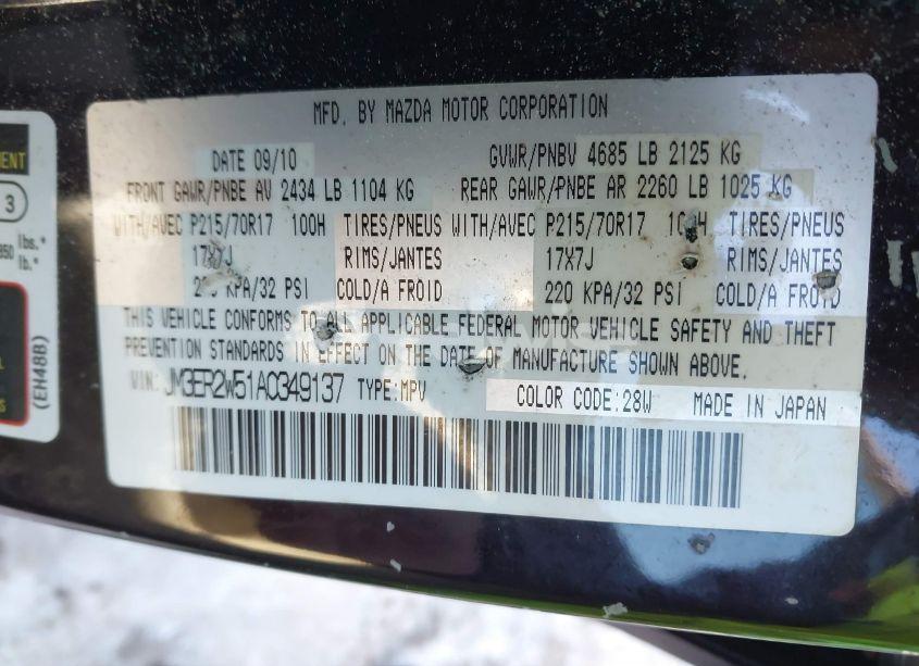 Photo 9 of 2010 Mazda Cx-7 I SPORT (VIN JM3ER2W51A0349137)