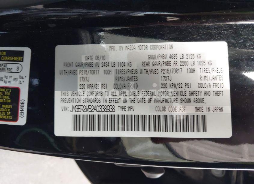 Photo 9 of 2010 Mazda Cx-7 I SPORT (VIN JM3ER2W52A0338938)