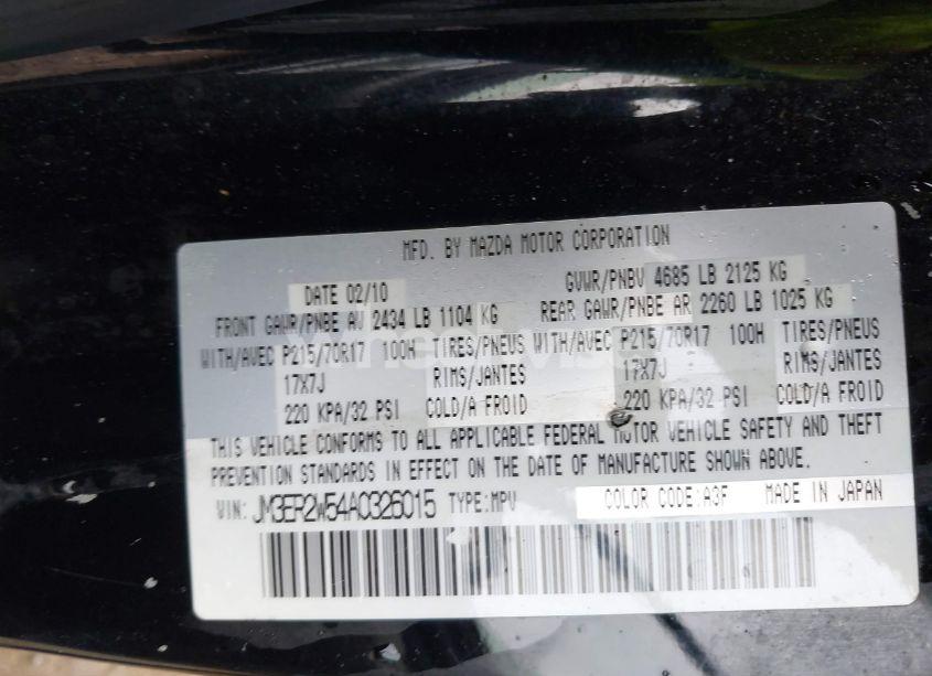 Photo 9 of 2010 Mazda Cx-7 I SPORT (VIN JM3ER2W54A0326015)