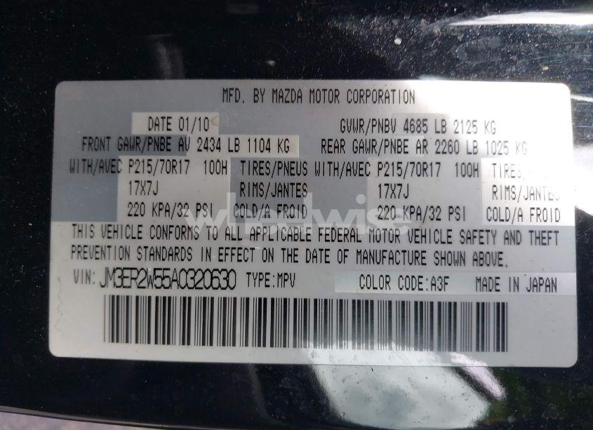 Photo 9 of 2010 Mazda Cx-7 I SPORT (VIN JM3ER2W55A0320630)