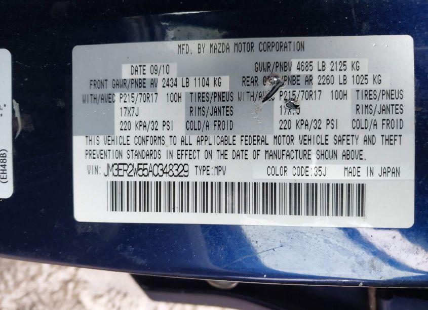 Photo 9 of 2010 Mazda Cx-7 SPORT (VIN JM3ER2W55A0348329)