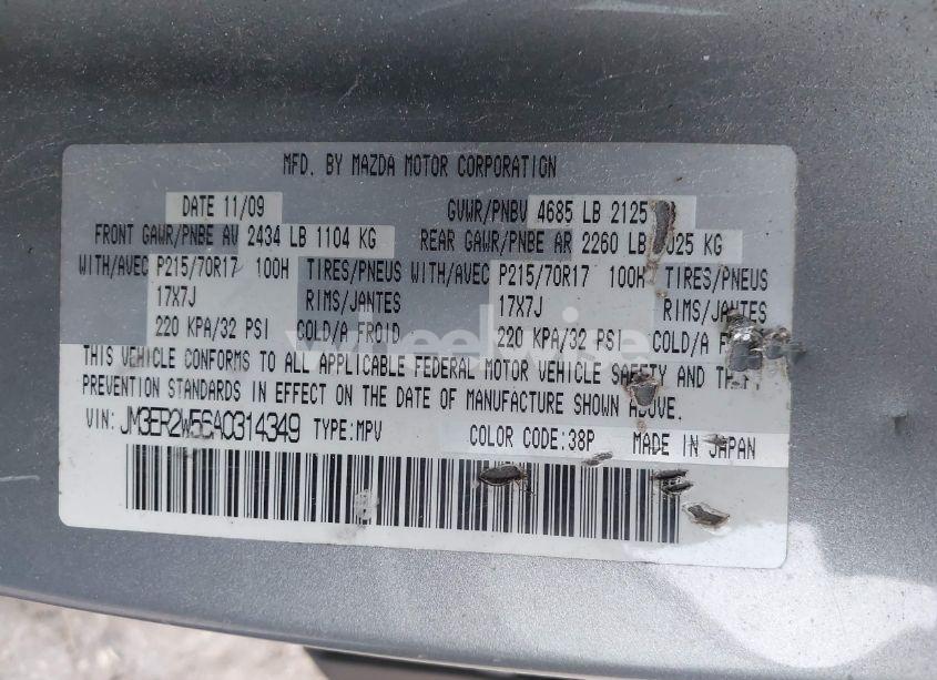 Photo 9 of 2010 Mazda Cx-7 I SPORT (VIN JM3ER2W56A0314349)