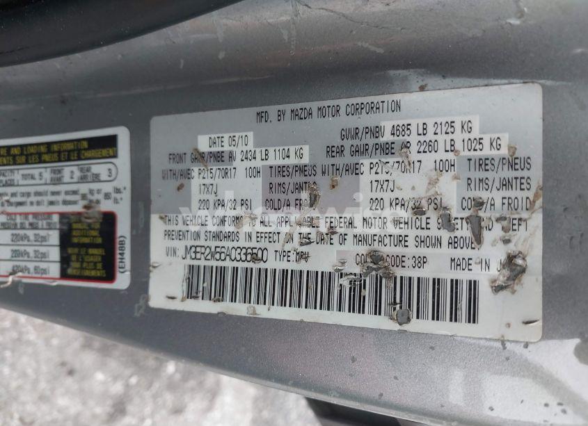 Photo 9 of 2010 Mazda Cx-7 I SPORT/I SV (VIN JM3ER2W56A0336500)