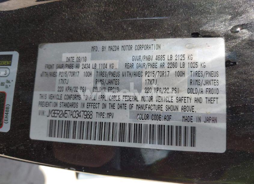 Photo 9 of 2010 Mazda Cx-7 (VIN JM3ER2W57A0347988)