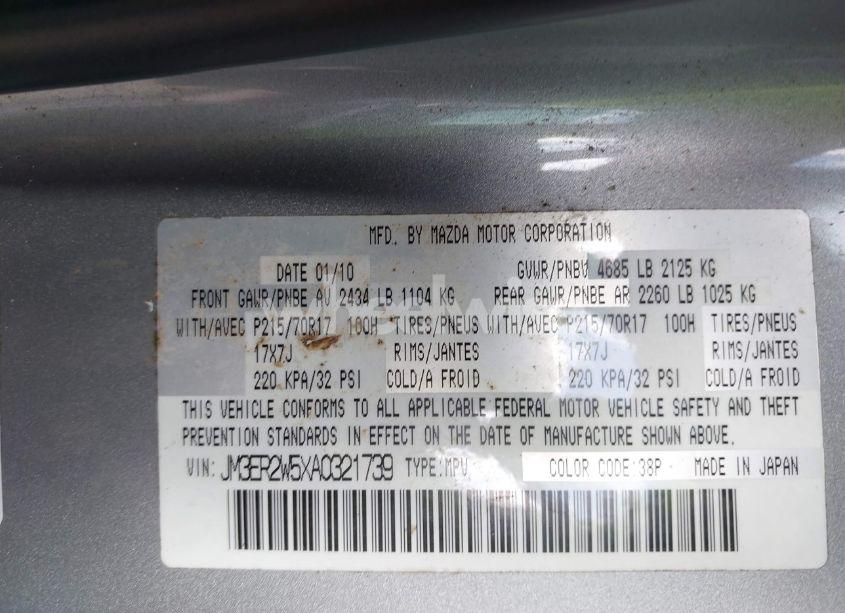 Photo 9 of 2010 Mazda Cx-7 I SPORT (VIN JM3ER2W5XA0321739)