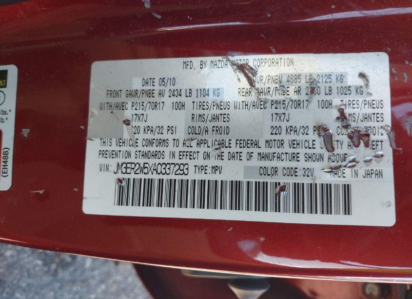 Photo 9 of 2010 Mazda Cx-7 SPORT (VIN JM3ER2W5XA0337293)