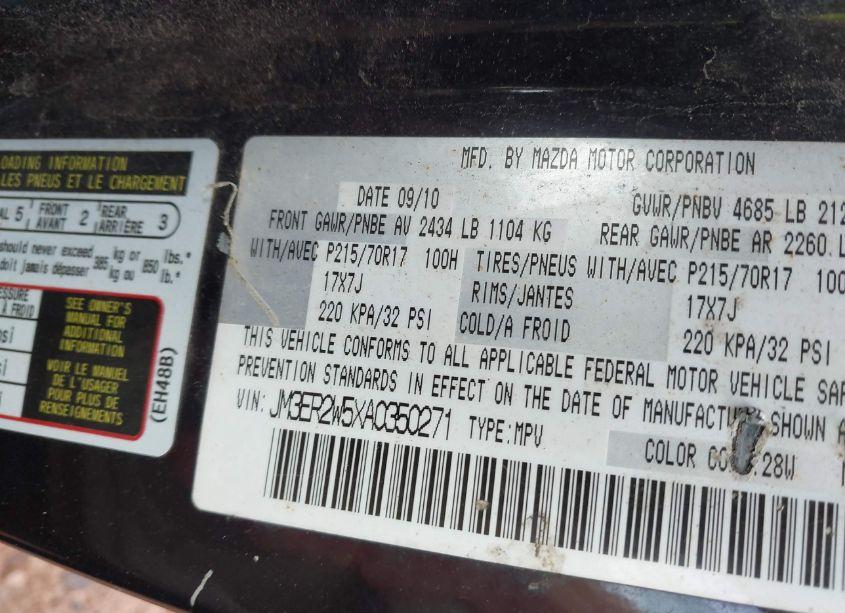 Photo 9 of 2010 Mazda Cx-7 I SV (VIN JM3ER2W5XA0350271)