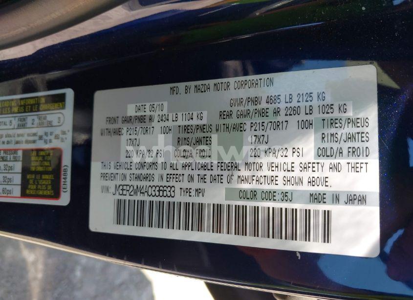 Photo 9 of 2010 Mazda Cx-7 I SV (VIN JM3ER2WM4A0336633)