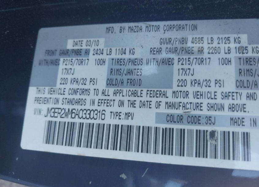 Photo 9 of 2010 Mazda Cx-7 I SV (VIN JM3ER2WM6A0330316)