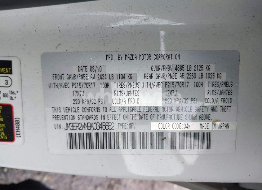 Photo 9 of 2010 Mazda Cx-7 I SPORT (VIN JM3ER2WM9A0345652)