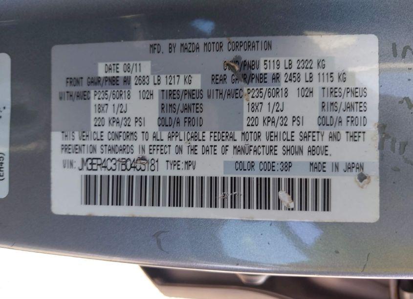 Photo 9 of 2011 Mazda Cx-7 S TOURING (VIN JM3ER4C31B0403181)