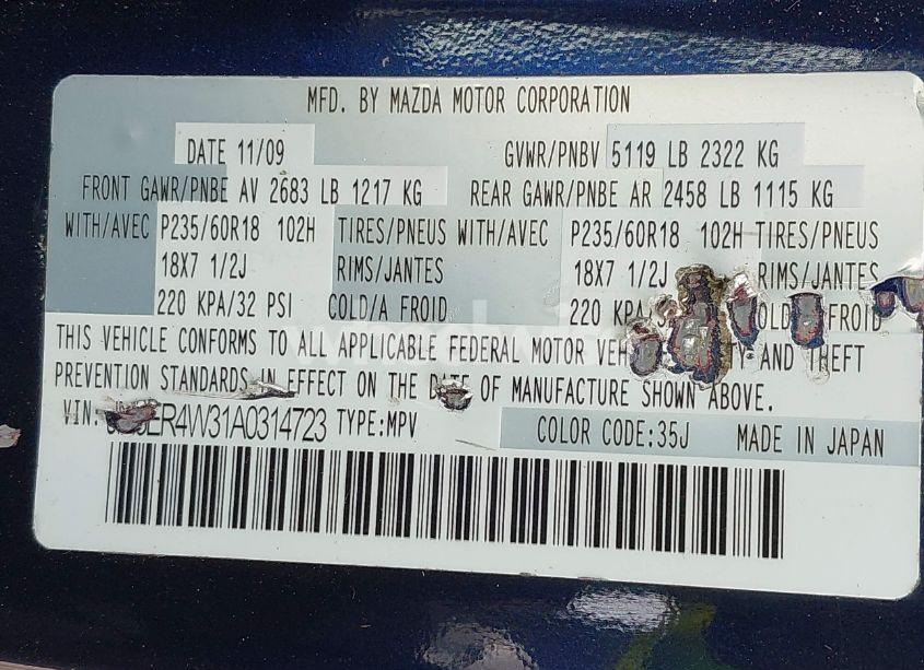 Photo 9 of 2010 Mazda Cx-7 S TOURING (VIN JM3ER4W31A0314723)