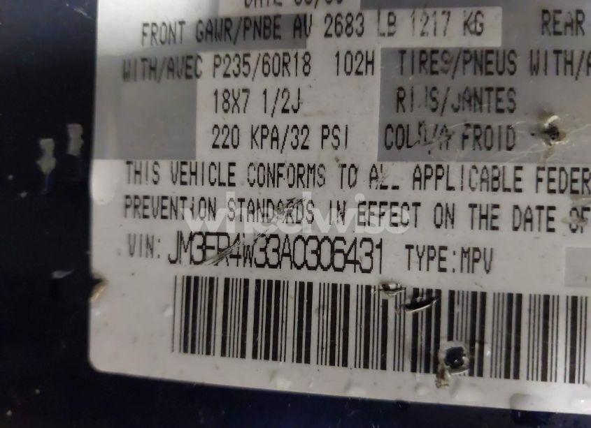 Photo 9 of 2010 Mazda Cx-7 TOURING (VIN JM3ER4W33A0306431)