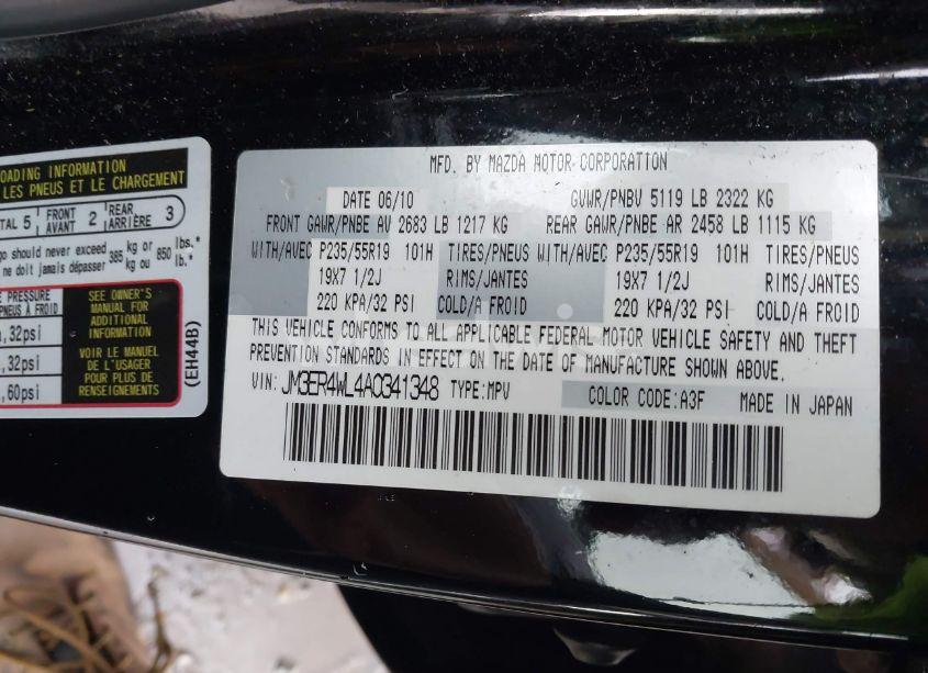 Photo 9 of 2010 Mazda Cx-7 GRAND TOURING (VIN JM3ER4WL4A0341348)