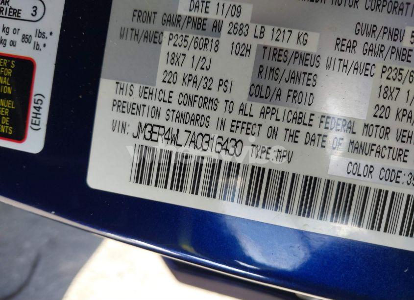 Photo 9 of 2010 Mazda Cx-7 TOURING (VIN JM3ER4WL7A0316430)