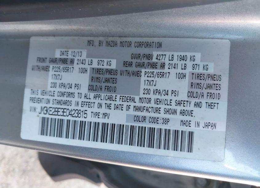 Photo 9 of 2014 Mazda Cx-5 SPORT (VIN JM3KE2BE3E0423815)