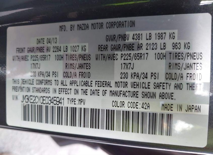 Photo 9 of 2014 Mazda Cx-5 TOURING (VIN JM3KE2CY0E0345941)