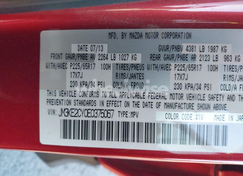 Photo 9 of 2014 Mazda Cx-5 TOURING (VIN JM3KE2CY0E0375067)