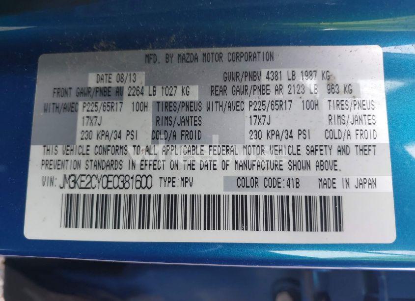 Photo 9 of 2014 Mazda Cx-5 TOURING (VIN JM3KE2CY0E0381600)