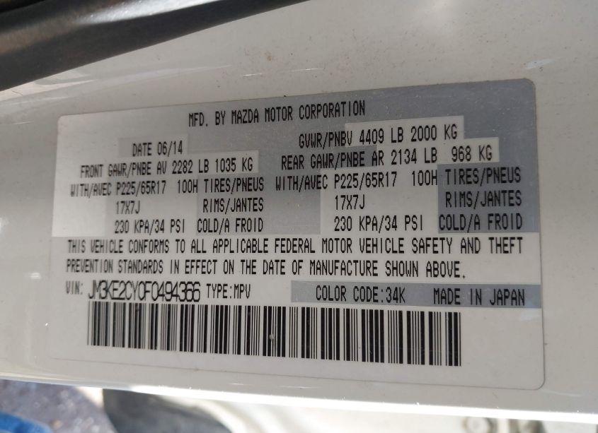 Photo 9 of 2015 Mazda Cx-5 TOURING (VIN JM3KE2CY0F0494366)