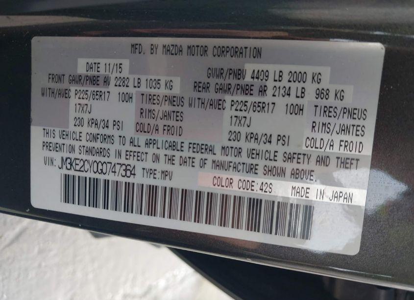 Photo 9 of 2016 Mazda Cx-5 TOURING (VIN JM3KE2CY0G0747364)