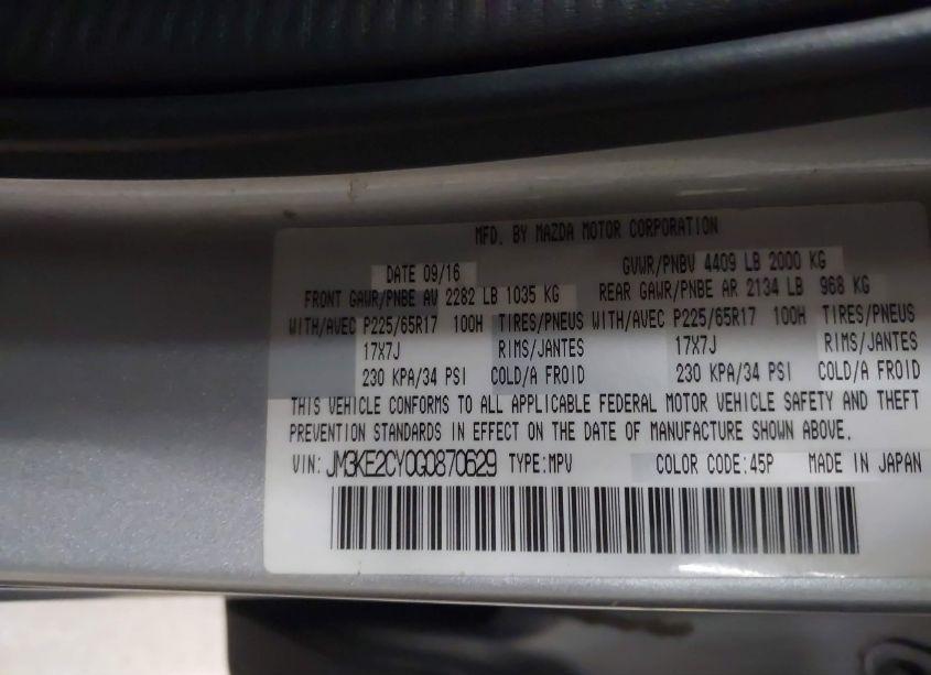 Photo 9 of 2016 Mazda Cx-5 TOURING (VIN JM3KE2CY0G0870629)