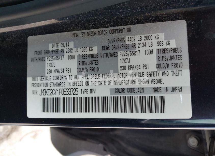 Photo 9 of 2015 Mazda Cx-5 TOURING (VIN JM3KE2CY1F0533725)