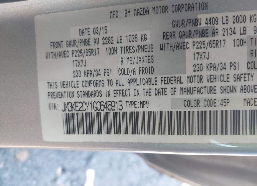 Photo 9 of 2016 Mazda Cx-5 TOURING (VIN JM3KE2CY1G0645913)