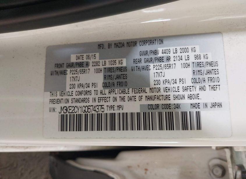 Photo 9 of 2016 Mazda Cx-5 TOURING (VIN JM3KE2CY1G0674375)