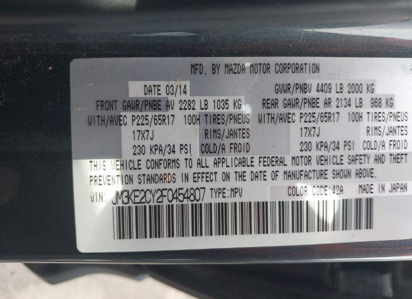 Photo 9 of 2015 Mazda Cx-5 TOURING (VIN JM3KE2CY2F0454807)