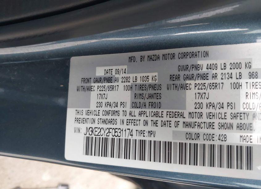 Photo 9 of 2015 Mazda Cx-5 TOURING (VIN JM3KE2CY2F0531174)