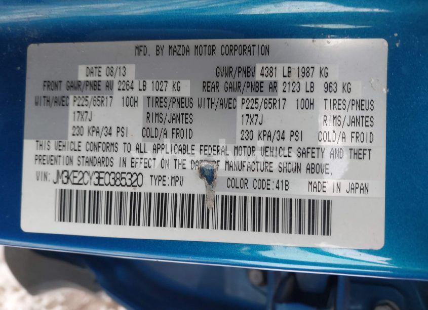 Photo 9 of 2014 Mazda Cx-5 TOURING (VIN JM3KE2CY3E0385320)