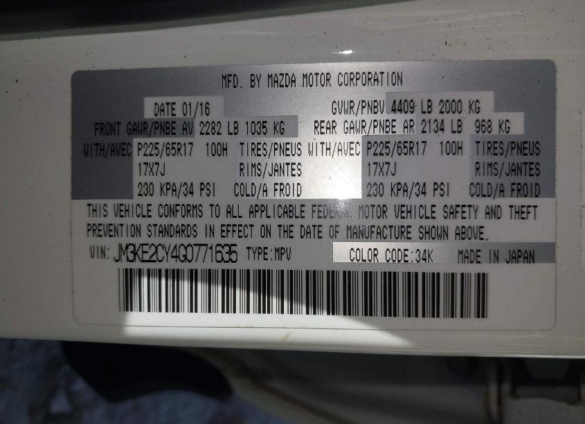 Photo 9 of 2016 Mazda Cx-5 TOURING (VIN JM3KE2CY4G0771635)