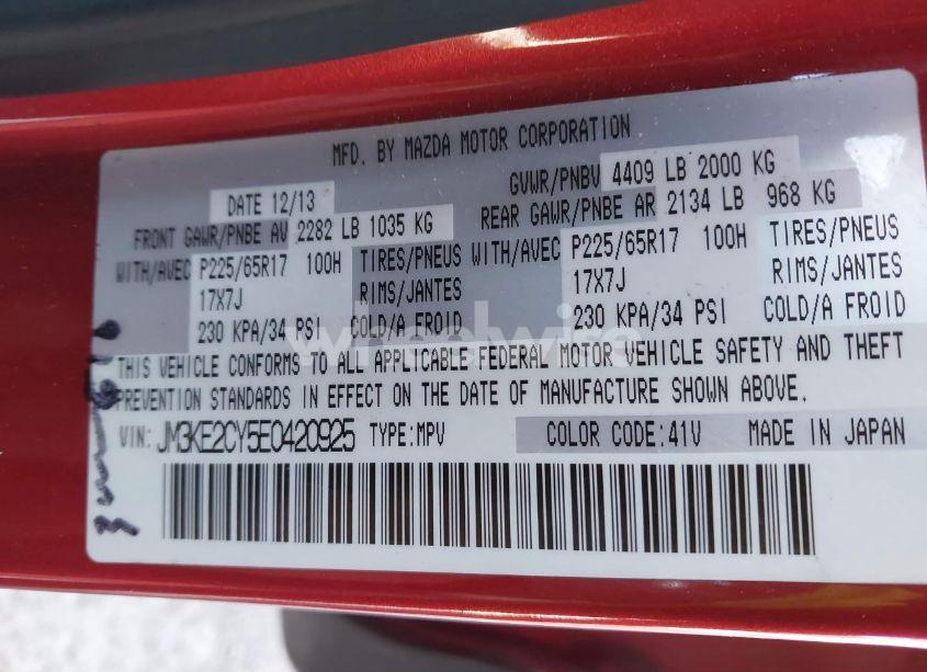 Photo 9 of 2014 Mazda Cx-5 TOURING (VIN JM3KE2CY5E0420925)