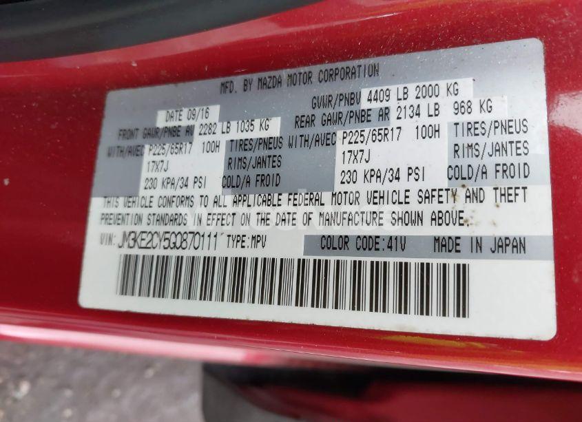 Photo 9 of 2016 Mazda Cx-5 TOURING (VIN JM3KE2CY5G0870111)